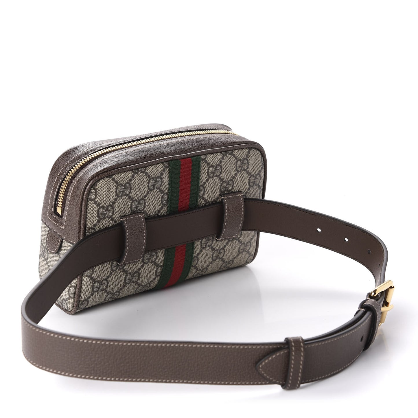 GG Supreme Monogram Web Small Ophidia Belt Bag 75 30 Dark Brown