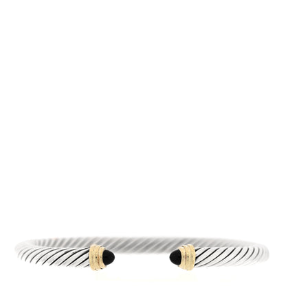 David Yurman Sterling Silver 14K Yellow Gold Black Onyx 5mm Cable Classics Petite Color Bracelet 1 of 3