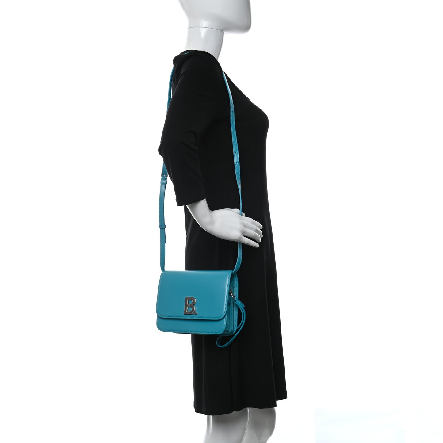 Shiny Box Calfskin Small B Bag Turquoise