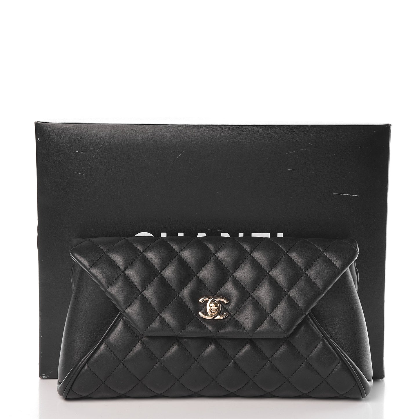 Lambskin Quilted Fold Up Again Clutch Black