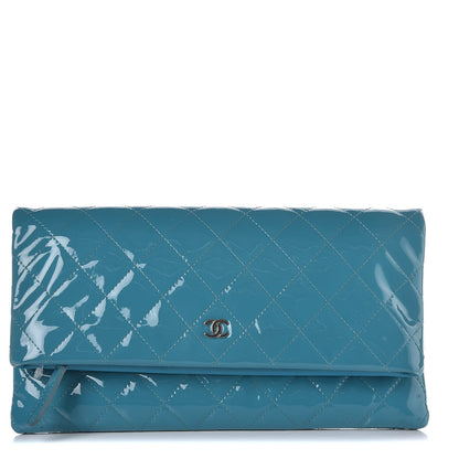 Chanel Patent Calfskin Quilted Beauty CC Clutch Blue 1 of 9