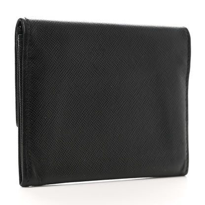 Prada Saffiano Triangle Coin Purse Black 3 of 8