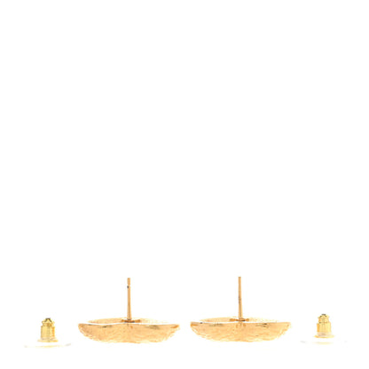 Chanel Metal Resin CC Heart Earrings Gold Pink 3 of 5