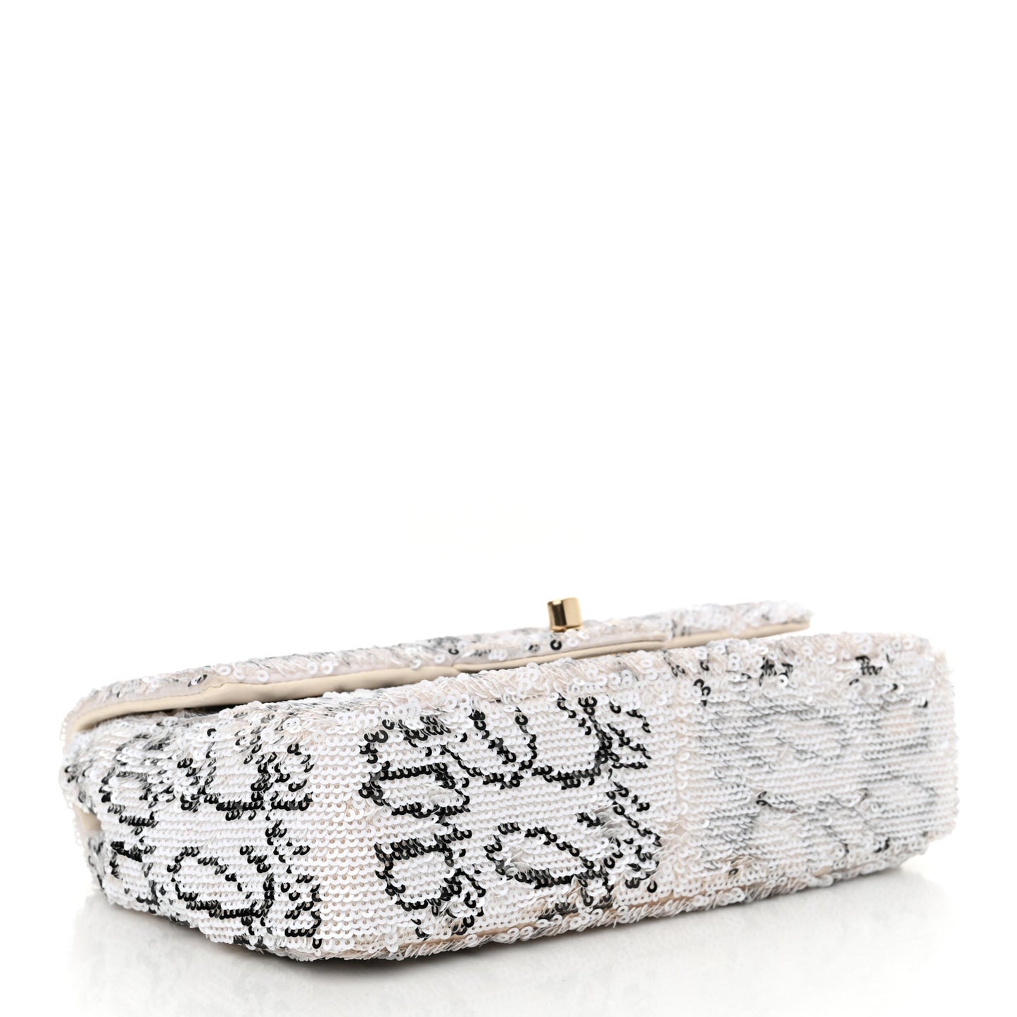 Sequin Logo Mini Rectangular Flap White Black