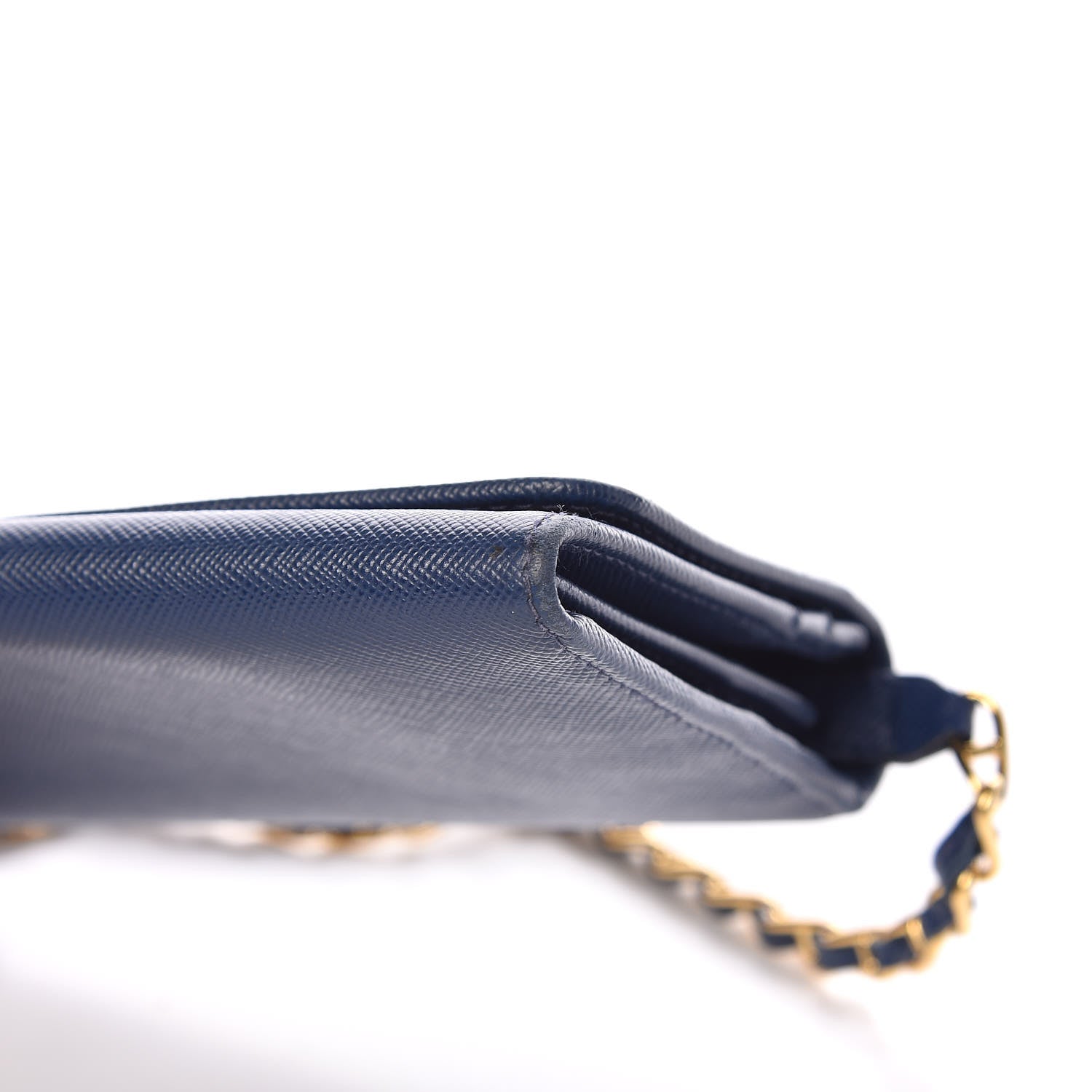 Prada Saffiano Metal Oro Chain Wallet Bleuette 14 of 15