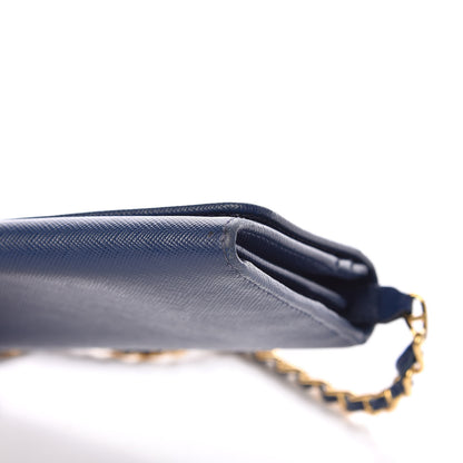 Prada Saffiano Metal Oro Chain Wallet Bleuette 14 of 15