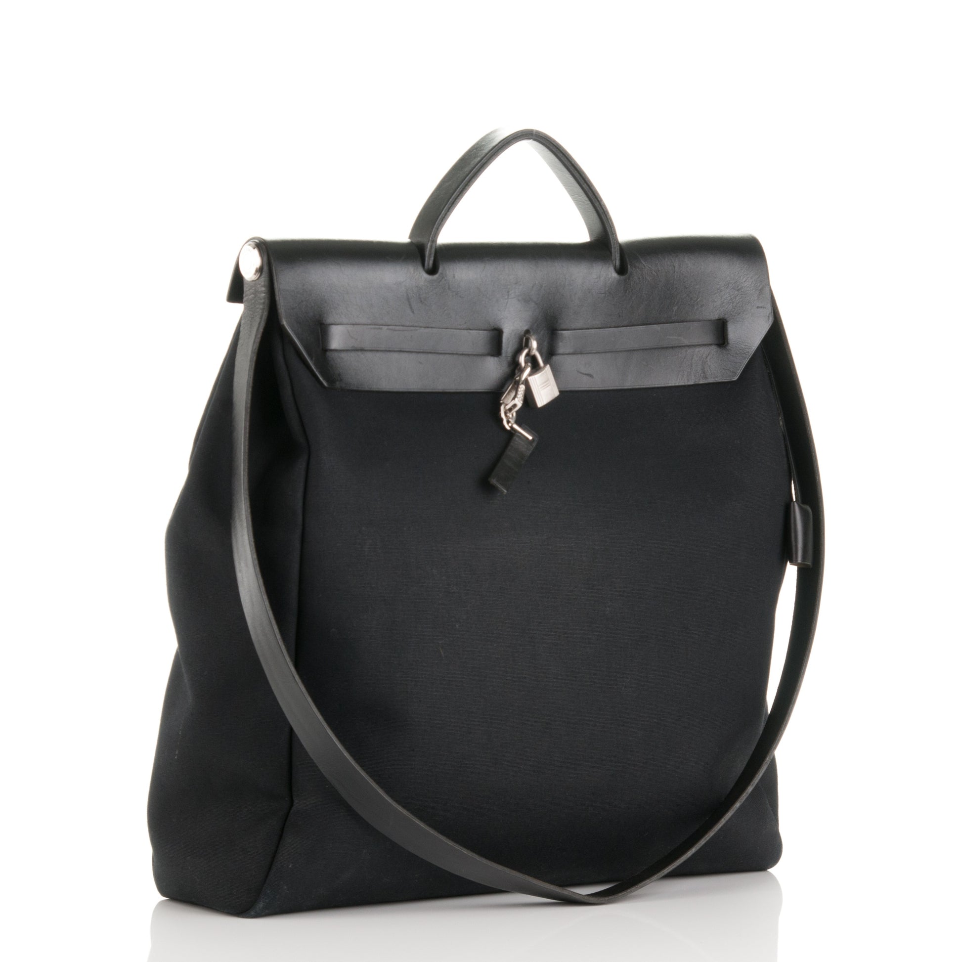 Hermes Toile Vache Calfskin Herbag 39 GM Black 3 of 9