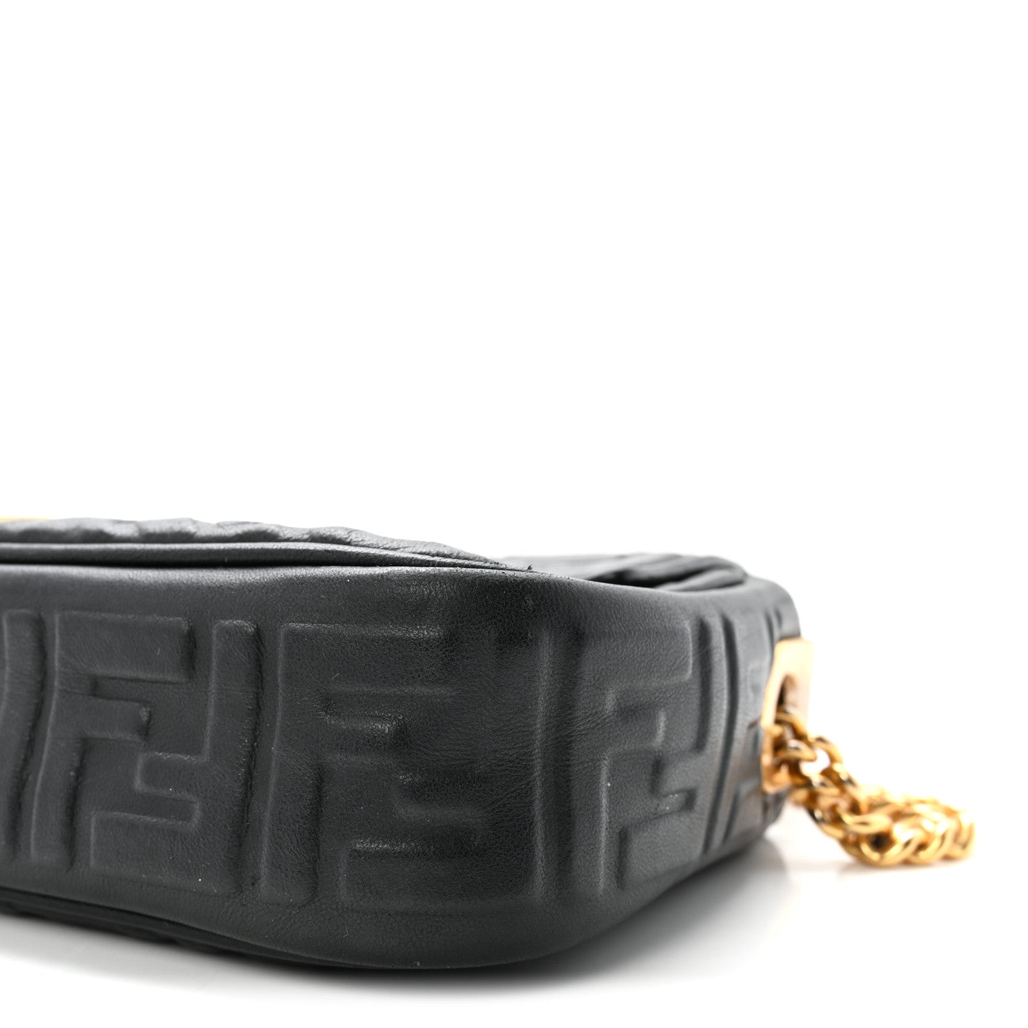 Fendi Nappa Small FF Embossed Midi Chain Baguette Black 9 of 9
