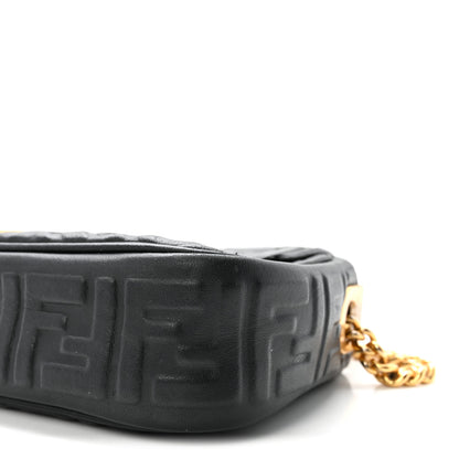 Fendi Nappa Small FF Embossed Midi Chain Baguette Black 9 of 9