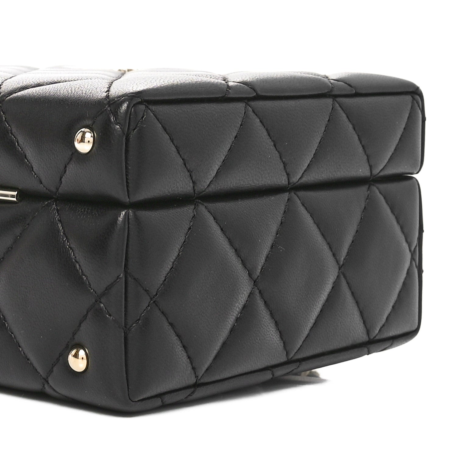 Chanel Lambskin Quilted Small CC Top Handle Box Bag Black 10 of 10