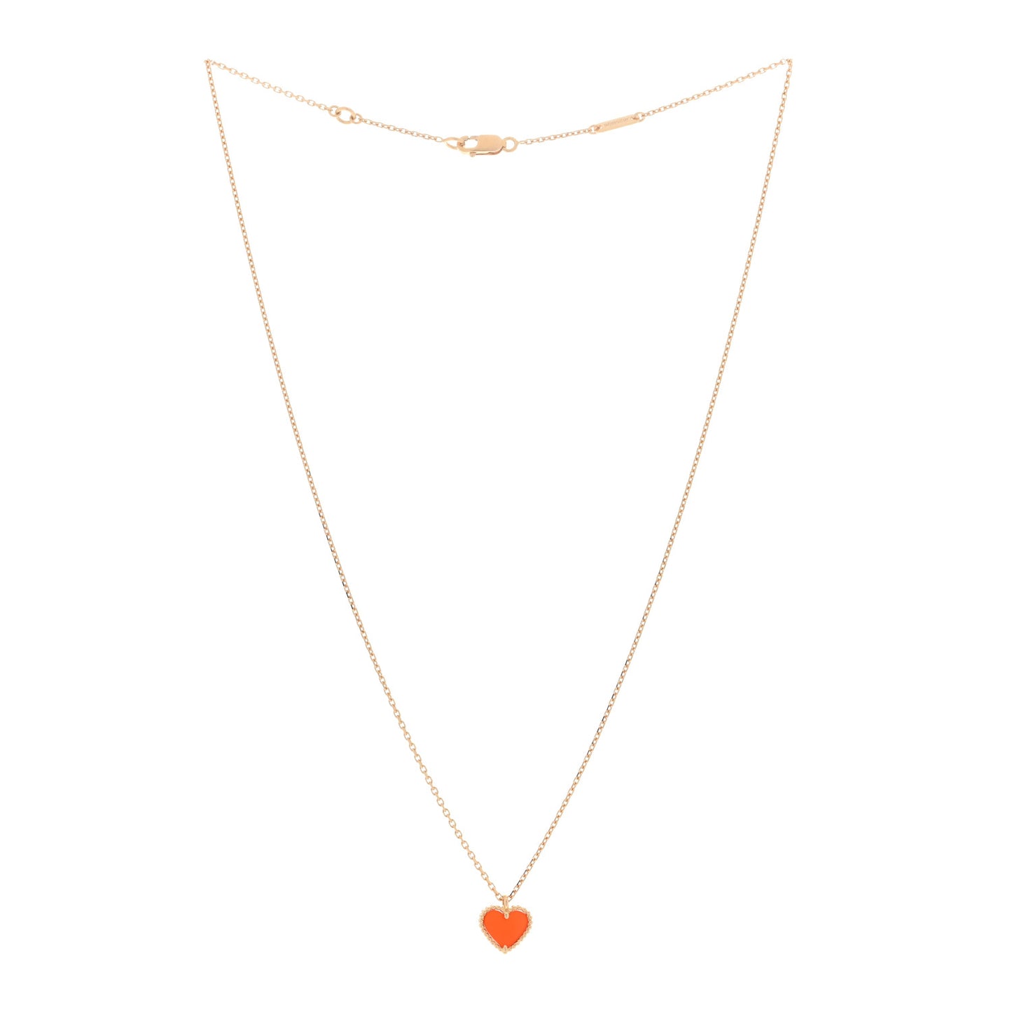 18K Rose Gold Carnelian Sweet Alhambra Heart Pendant Necklace