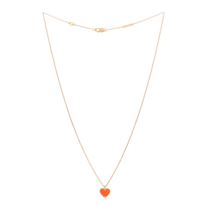 Van Cleef & Arpels 18K Rose Gold Carnelian Sweet Alhambra Heart Pendant Necklace 2 of 3