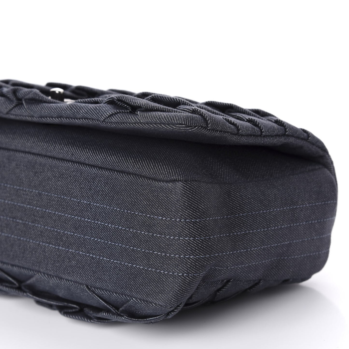 Denim Pleated Denim Turtle Flap Dark Blue