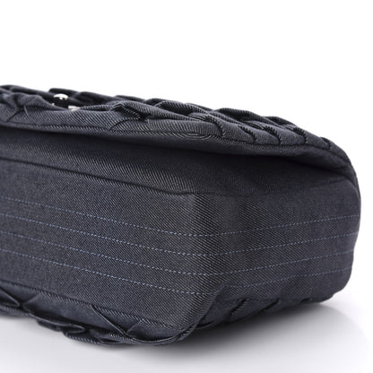 Chanel Denim Pleated Denim Turtle Flap Dark Blue 8 of 11