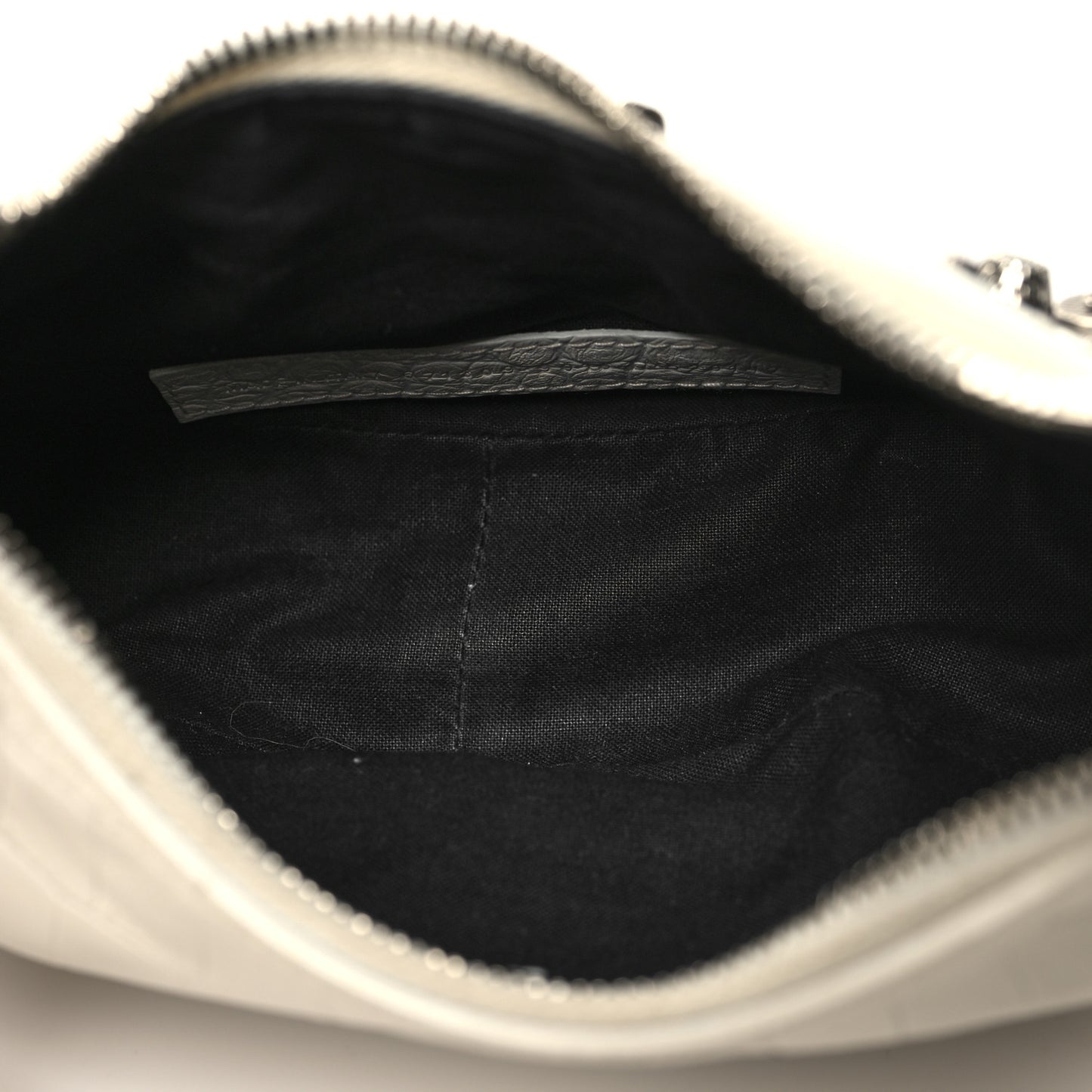 Extra Supple Calfskin Crocodile Embossed Le Cagole Shoulder Bag XS White