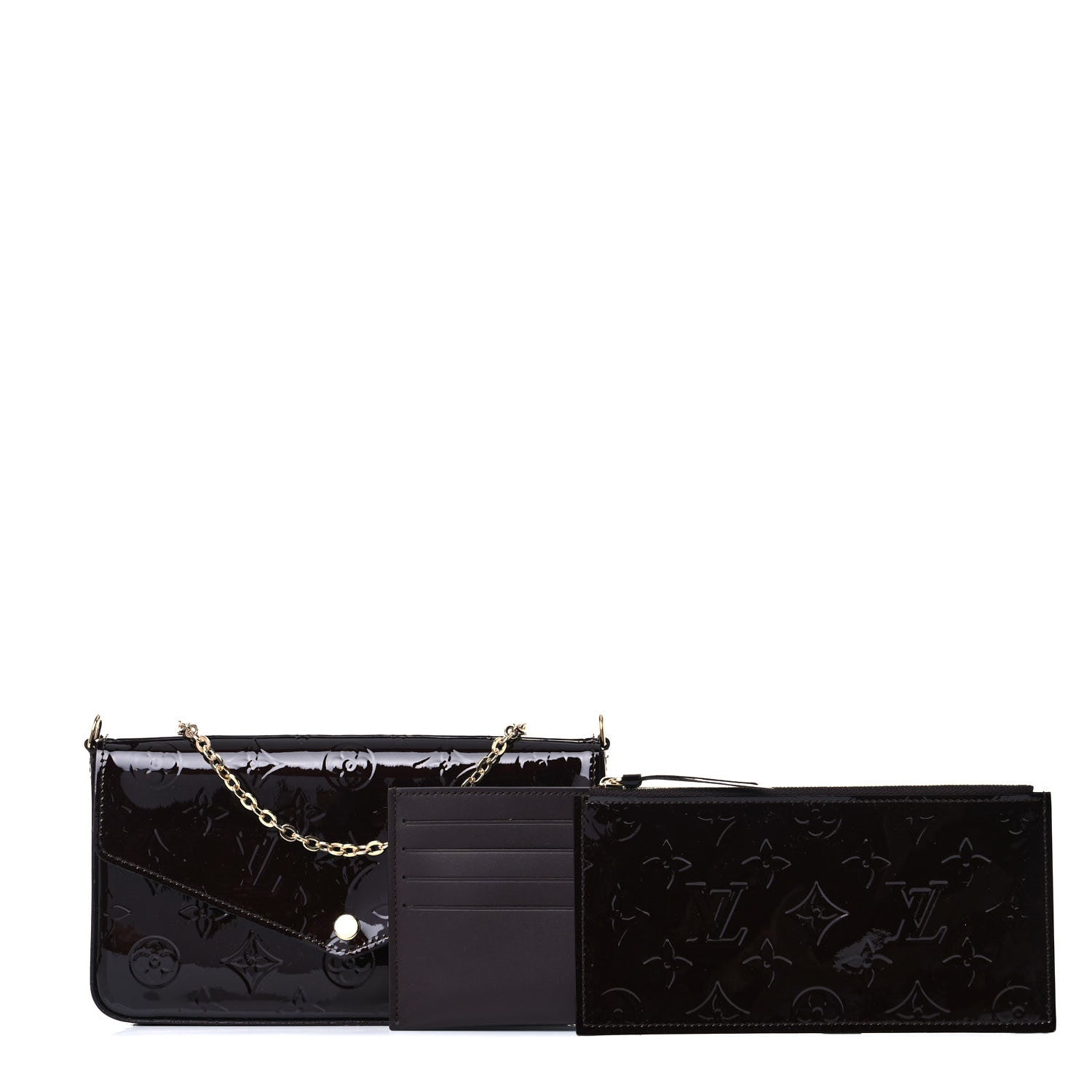 Louis Vuitton Vernis Pochette Felicie Chain Wallet Amarante 3 of 10