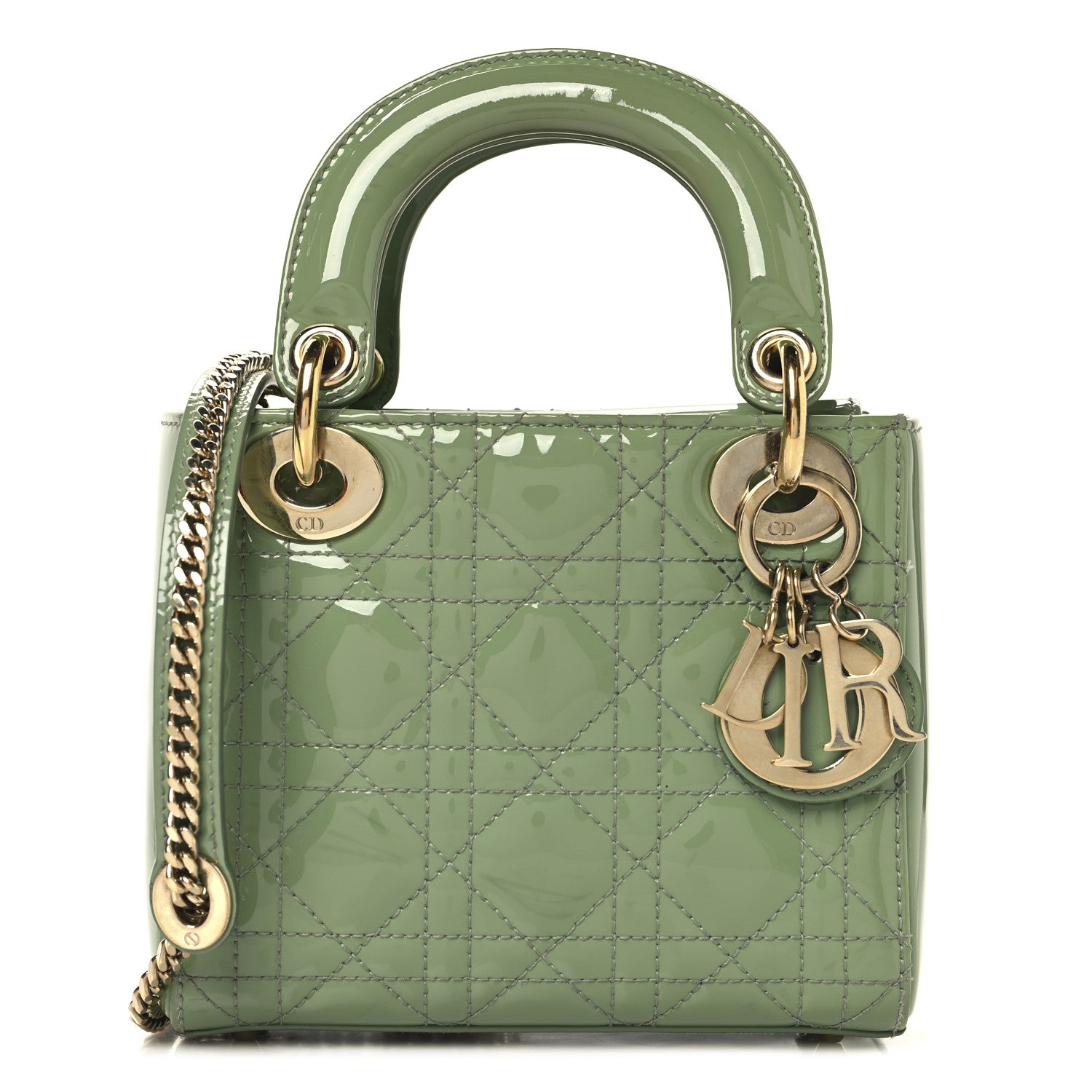 Christian Dior Patent Cannage Mini Lady Dior Mint Green 1 of 13