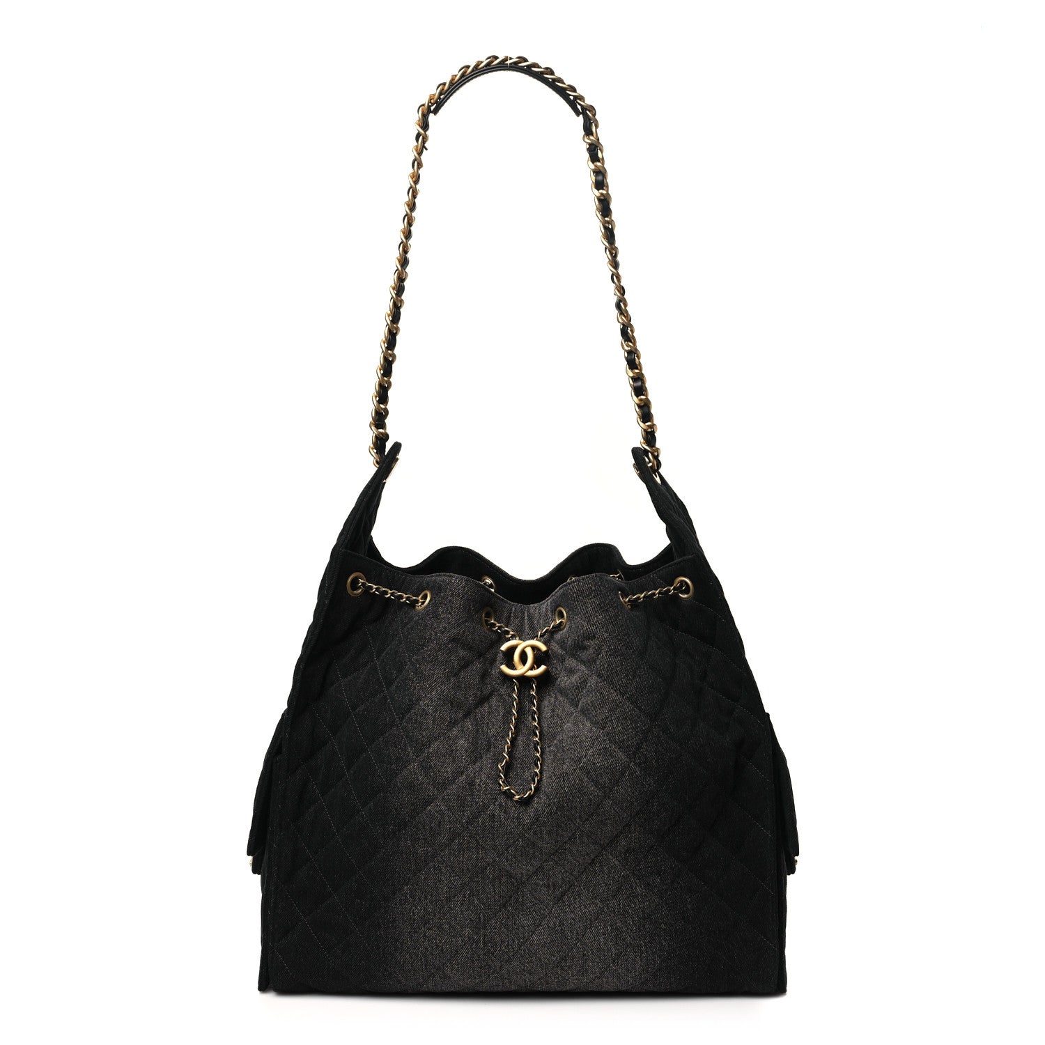 Chanel Washed Denim Quilted Medium Chanel 25 Handbag Black 1 of 11