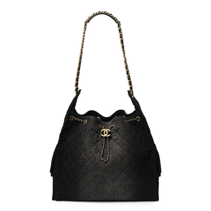 Chanel Washed Denim Quilted Medium Chanel 25 Handbag Black 1 of 11