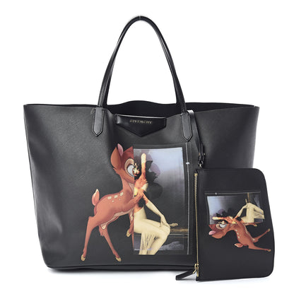 Givenchy Textured Coated Canvas Bambi Print Large Antigona Tote Black 1 of 9