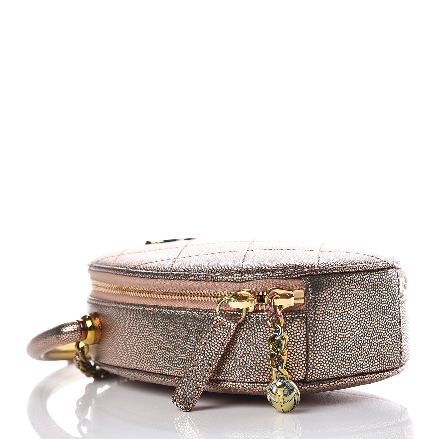 Metallic Caviar Quilted Camera Case Copper