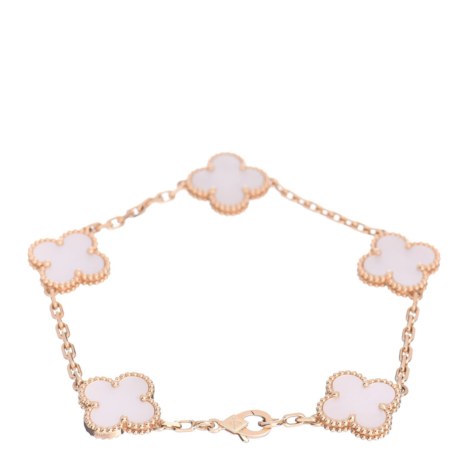Van Cleef & Arpels 18K Yellow Gold Mother of Pearl 5 Motifs Vintage Alhambra Bracelet 3 of 5