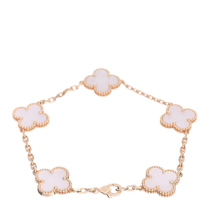 Van Cleef & Arpels 18K Yellow Gold Mother of Pearl 5 Motifs Vintage Alhambra Bracelet 3 of 5