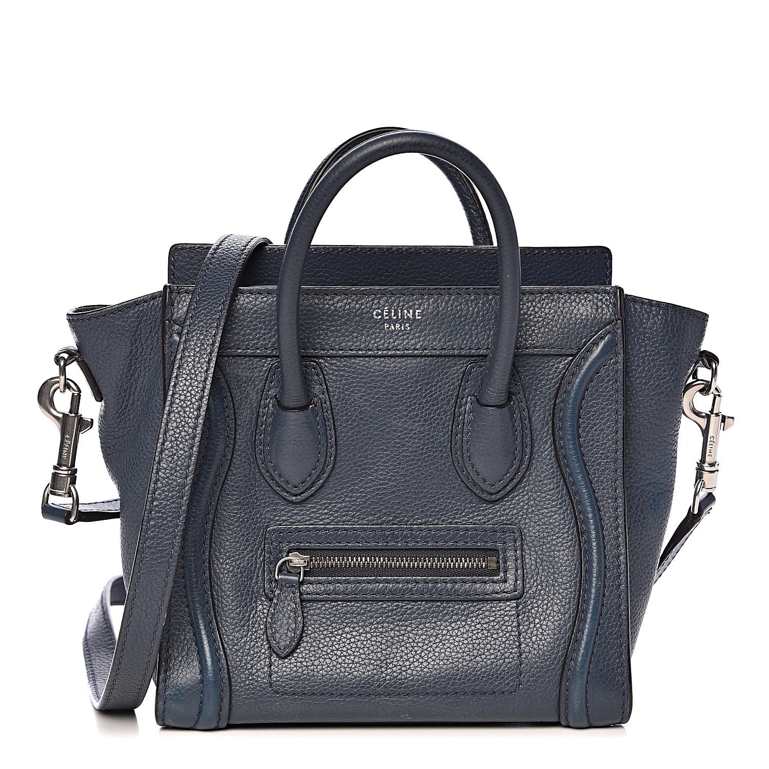 Celine Drummed Calfskin Nano Luggage Orage 1 of 13