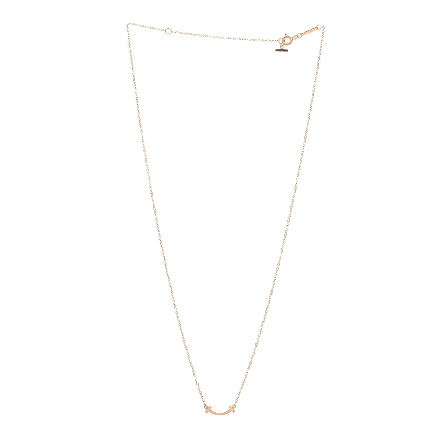 18K Rose Gold Mini T Smile Pendant Necklace