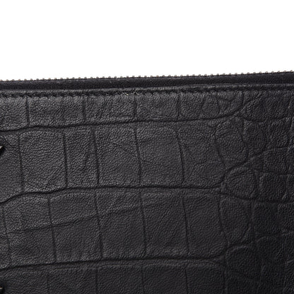 Saint Laurent Calfskin Crocodile Embossed Monogram iPad Case Black 7 of 8