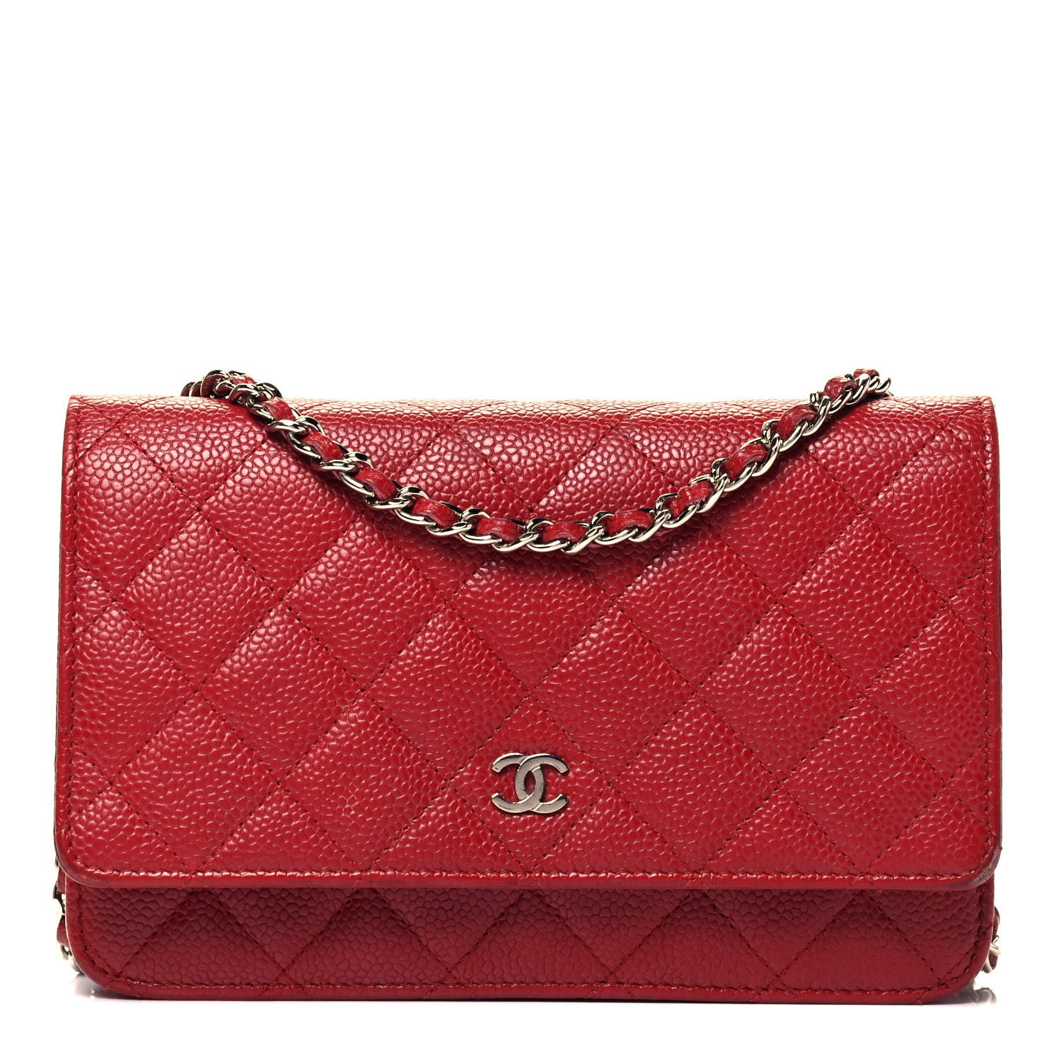 Chanel Caviar Quilted Wallet on Chain WOC Red 1 of 9