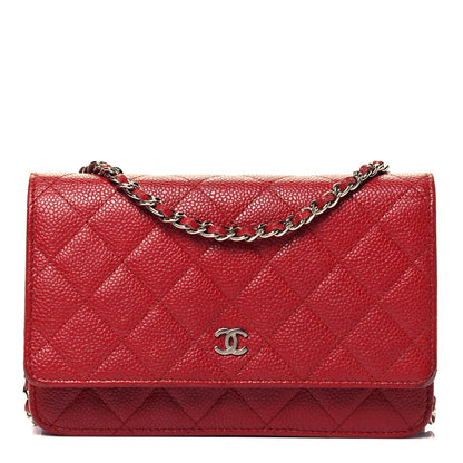 Chanel Caviar Quilted Wallet on Chain WOC Red 1 of 9