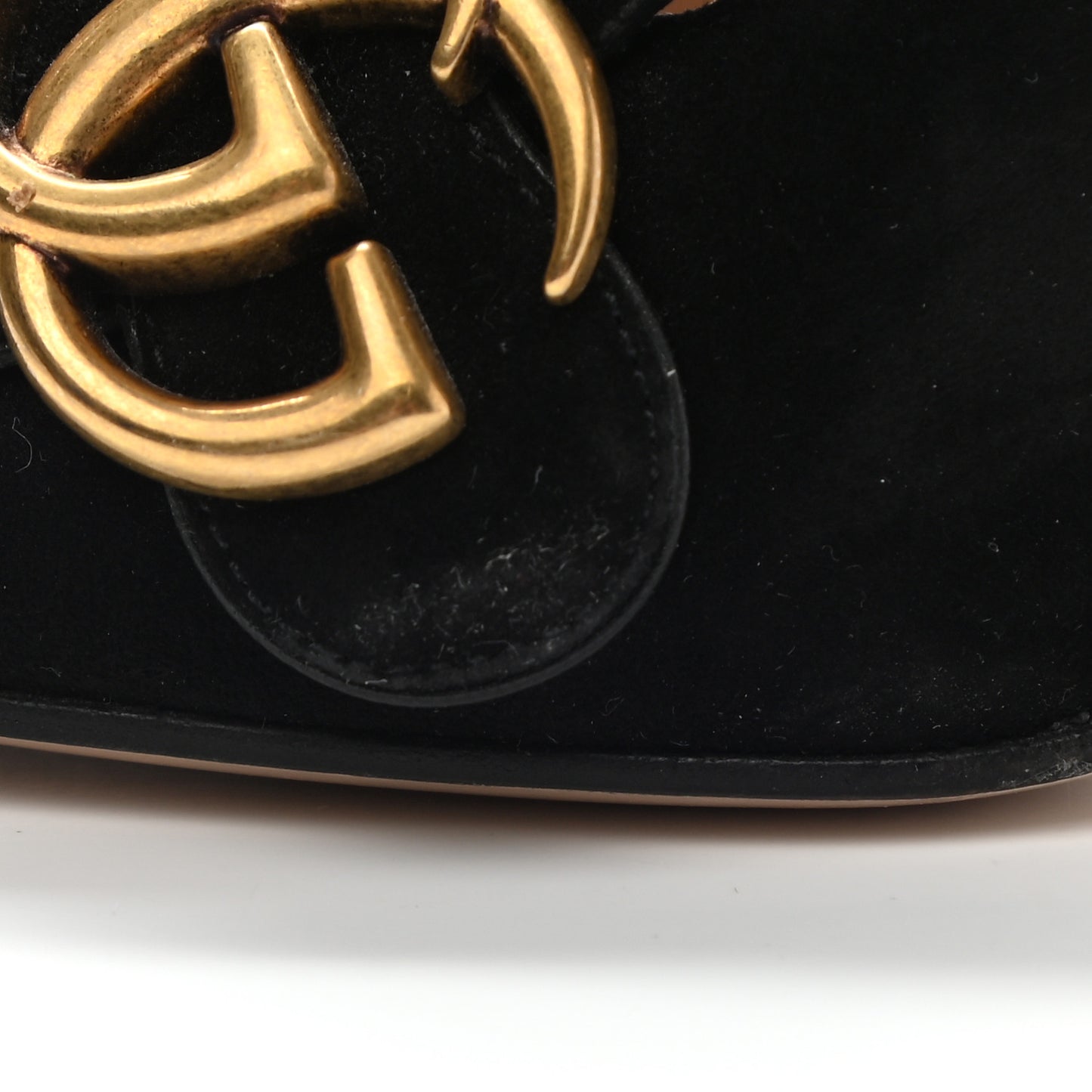 Kid Scamosciato GG Marmont Fringe 105mm Loafer Pumps 36 Black