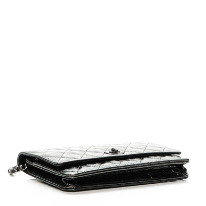 Chanel Aged Calfskin Striped Reissue Wallet On Chain WOC Black 4 of 8