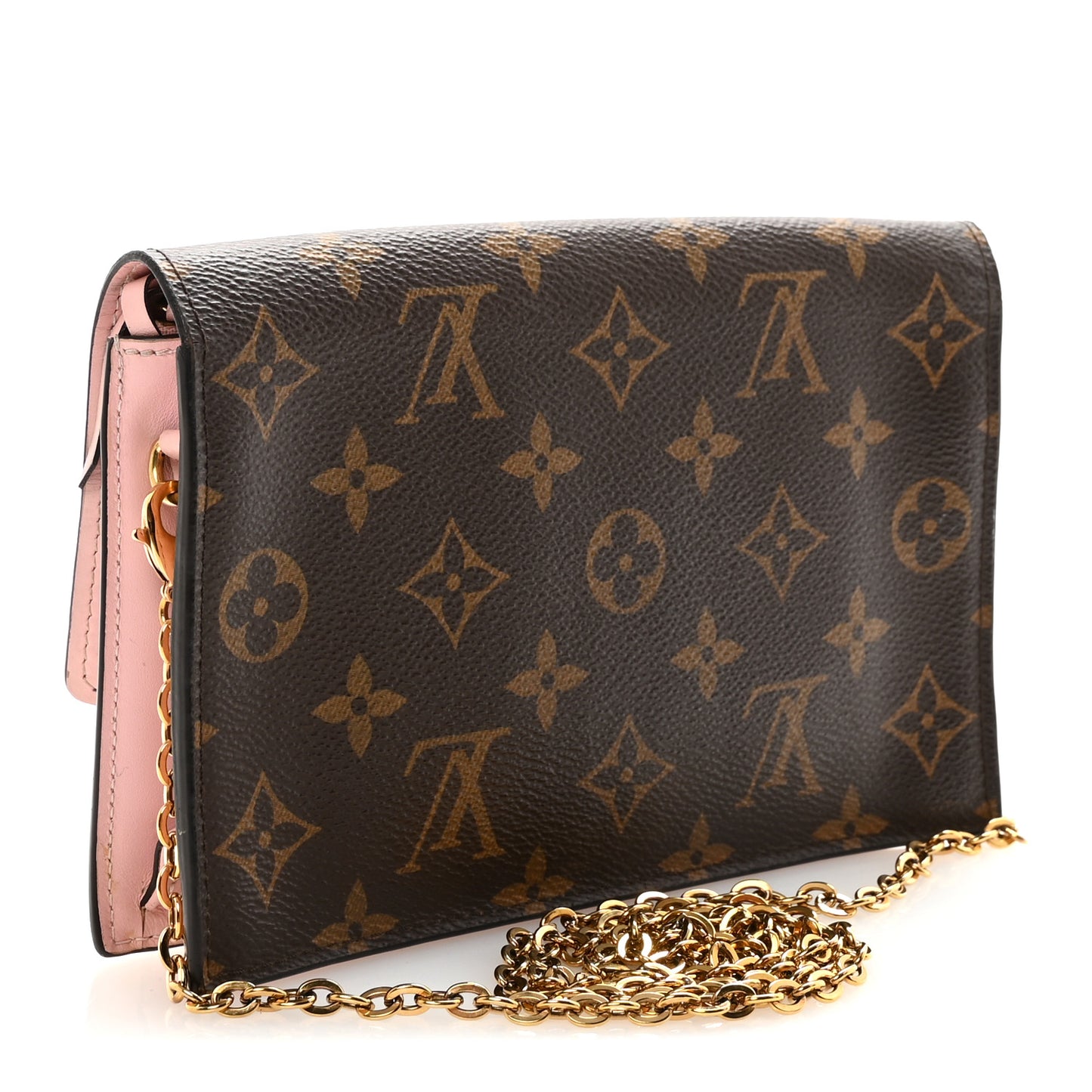 Monogram Flore Chain Wallet Rose Ballerine