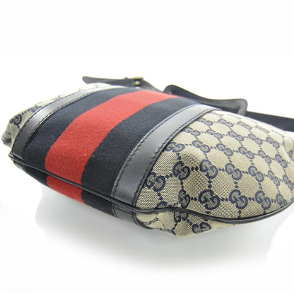 Gucci Monogram Vintage Web Medium Half Moon Hobo Navy 5 of 10
