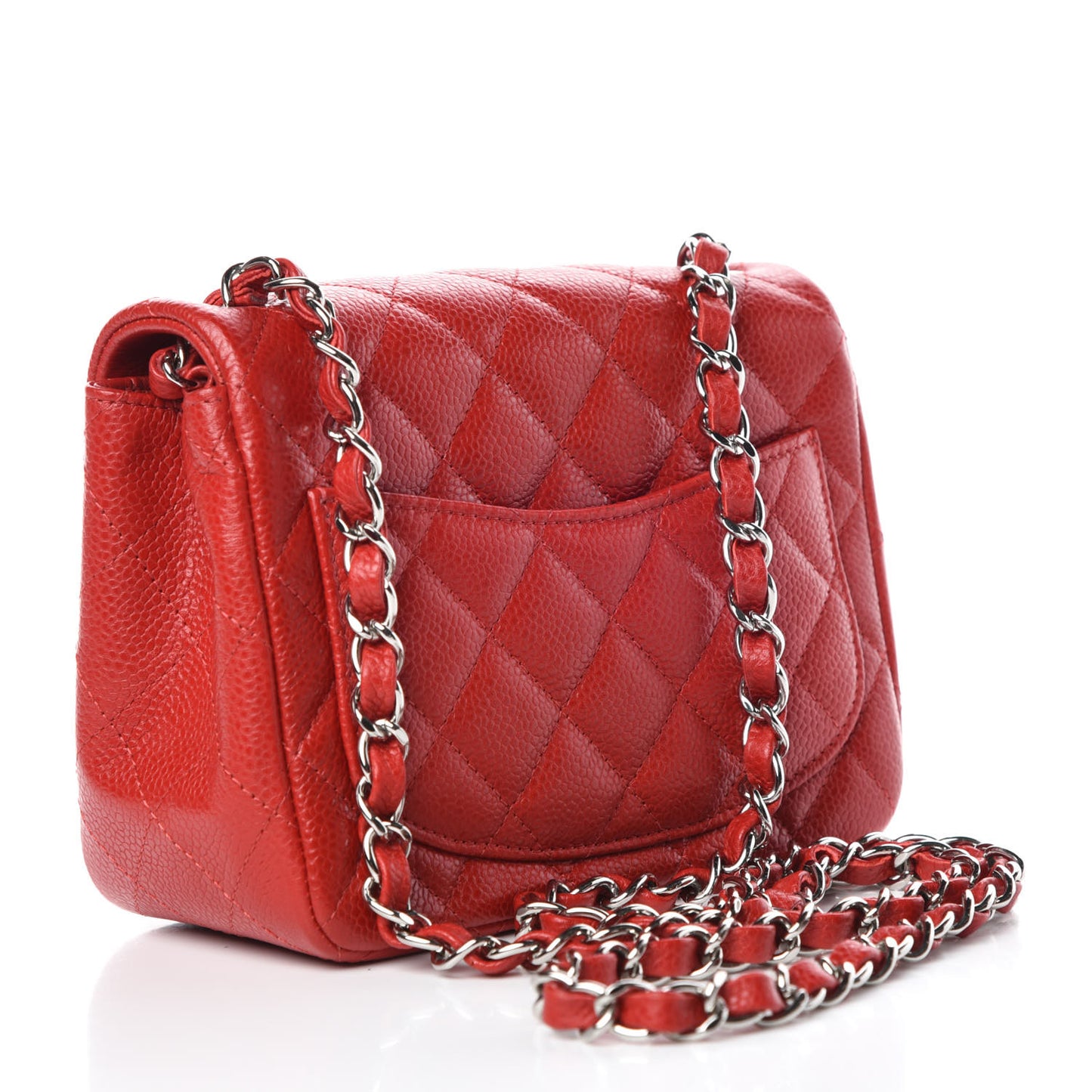 Caviar Quilted Mini Square Flap Red