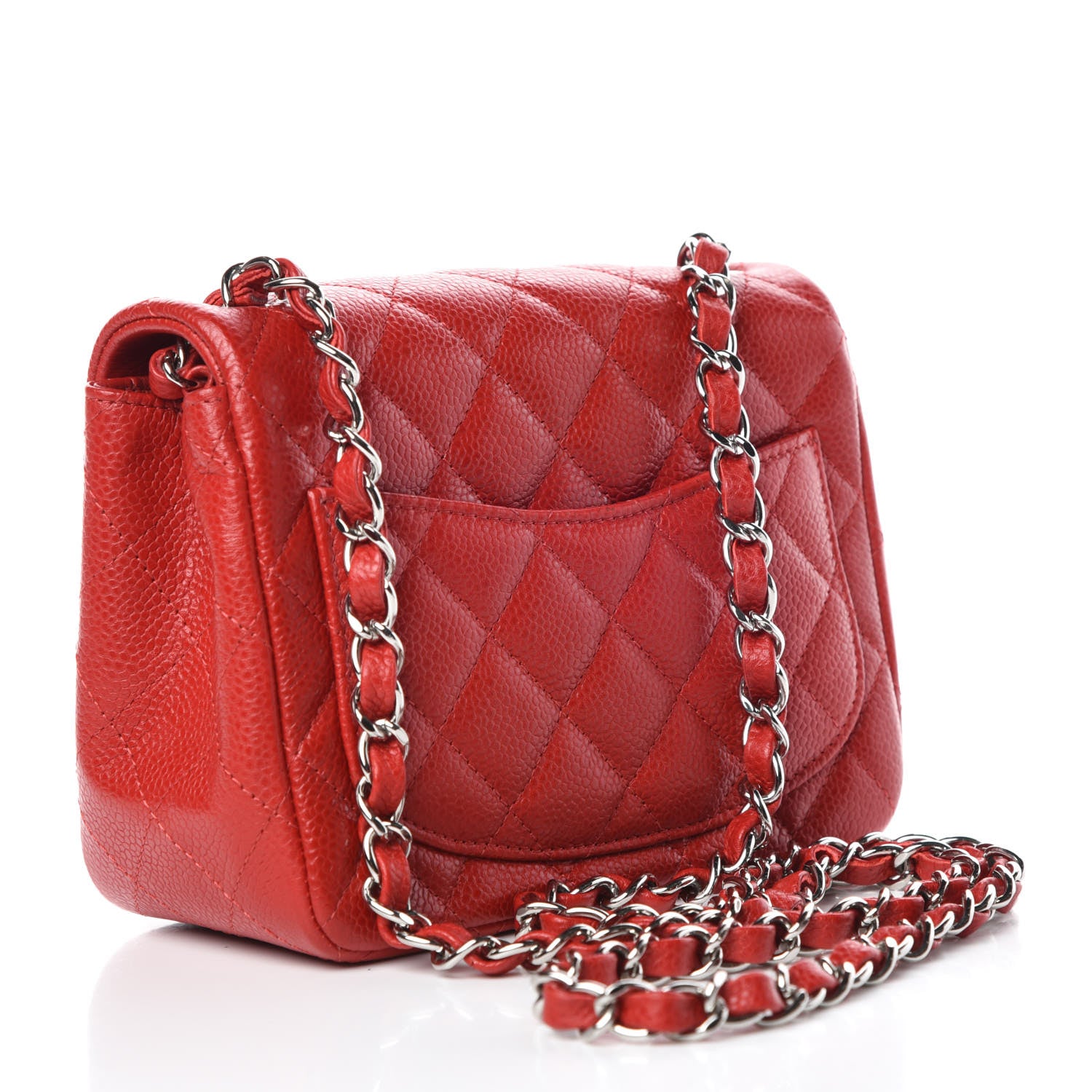 Chanel Caviar Quilted Mini Square Flap Red 3 of 9