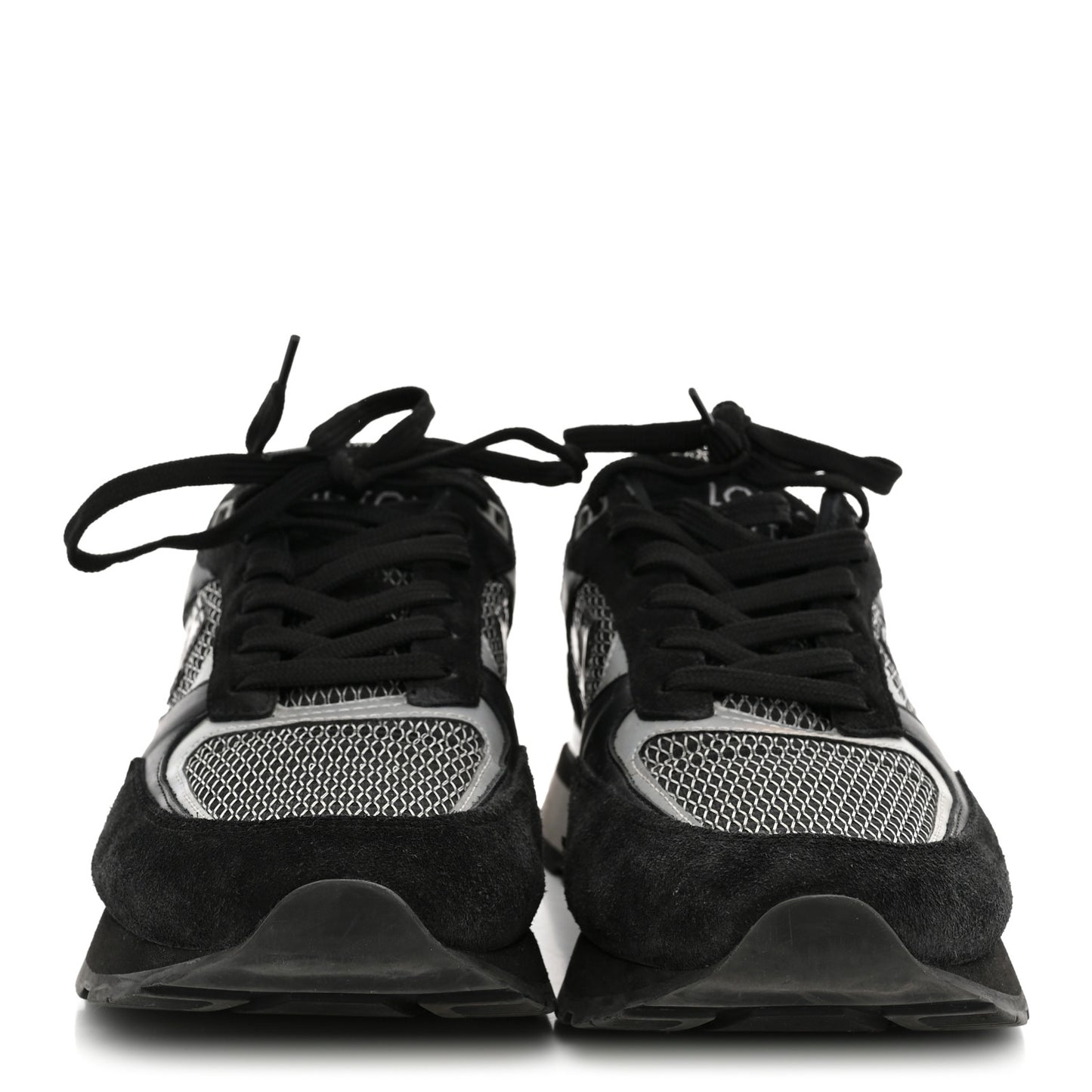 Suede Calfskin Mesh Mens Run Away Sneakers 7 Black