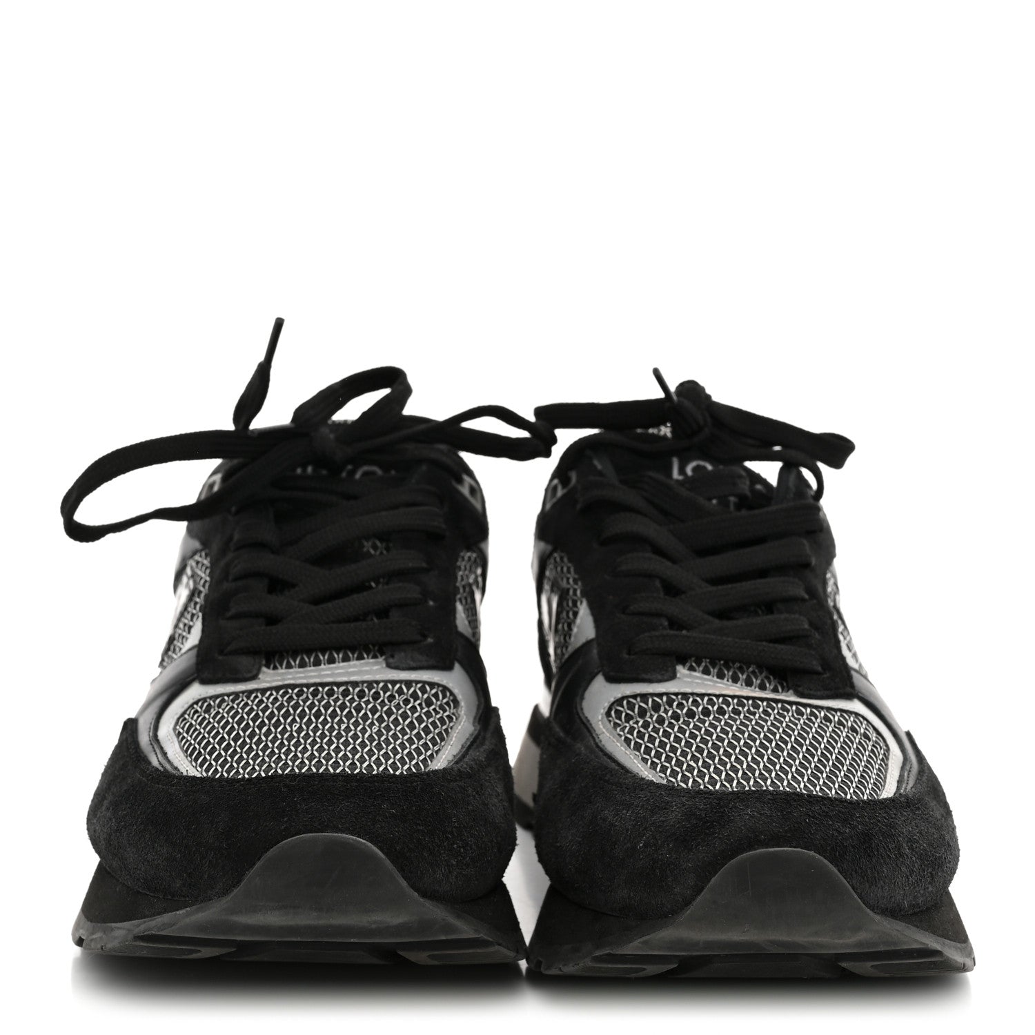 Louis Vuitton Suede Calfskin Mesh Mens Run Away Sneakers 7 Black 3 of 10