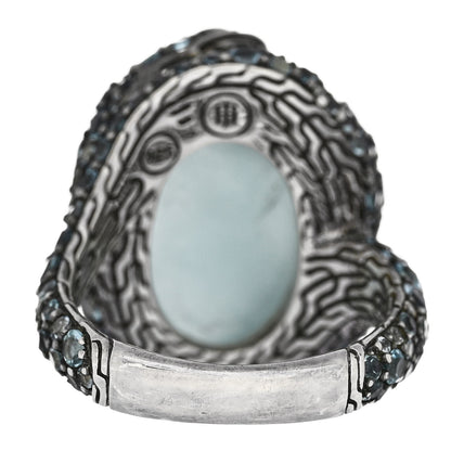 John Hardy Sterling Silver Diamond Blue Topaz Aquamarine Legends Cobra Ring 54 7 4 of 5