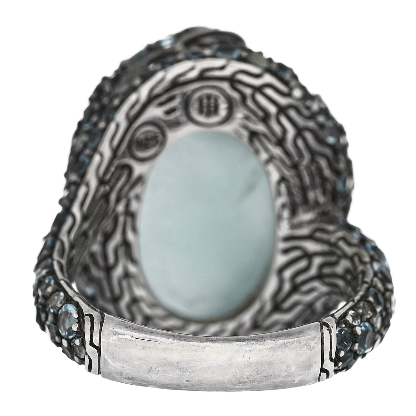 Sterling Silver Diamond Blue Topaz Aquamarine Legends Cobra Ring 54 7