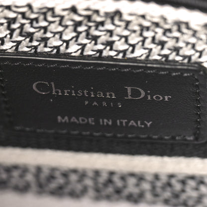 Christian Dior Canvas Houndstooth Embroidered Medium Lady D-Lite Black White 6 of 8