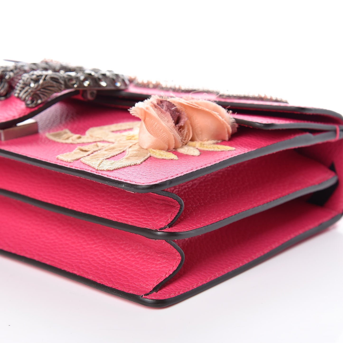 Pebbled Calfskin Embellished Guccify Small Dionysus Shoulder Bag Rosa