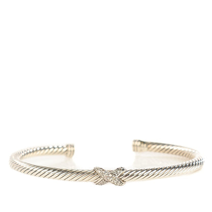 David Yurman Sterling Silver Diamond 4mm X Cable Bracelet 1 of 6