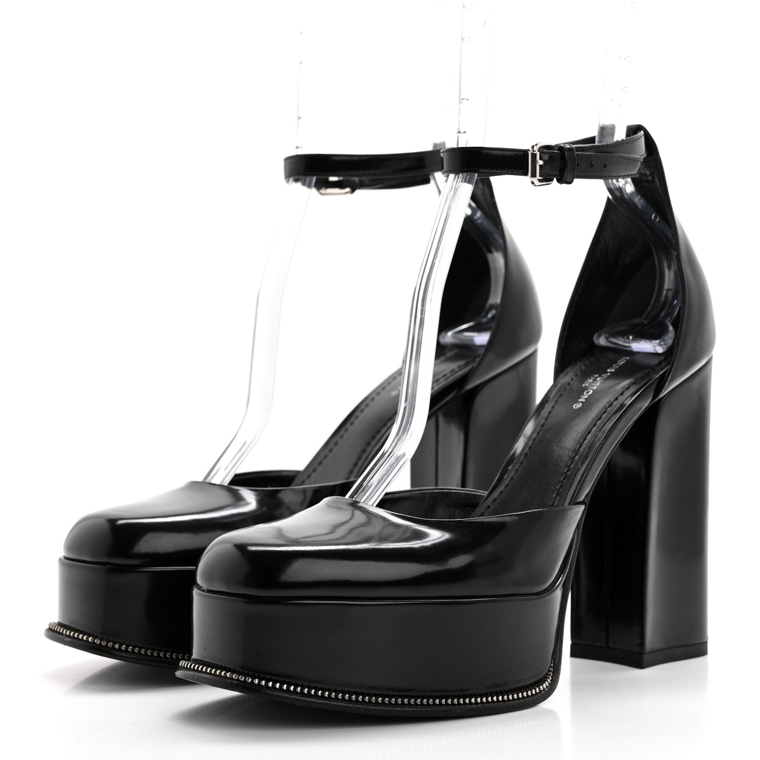 Louis Vuitton Patent Fame Platform Pumps 38.5 Black 3 of 8
