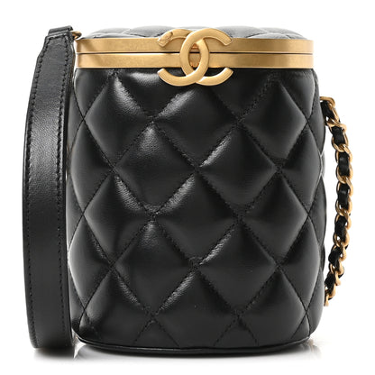 Chanel Lambskin Quilted Mini Crown Box Bag Black 1 of 10