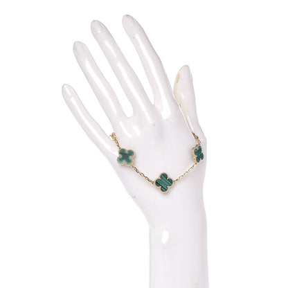 Van Cleef & Arpels 18K Yellow Gold Malachite 5 Motifs Vintage Alhambra Bracelet 2 of 4