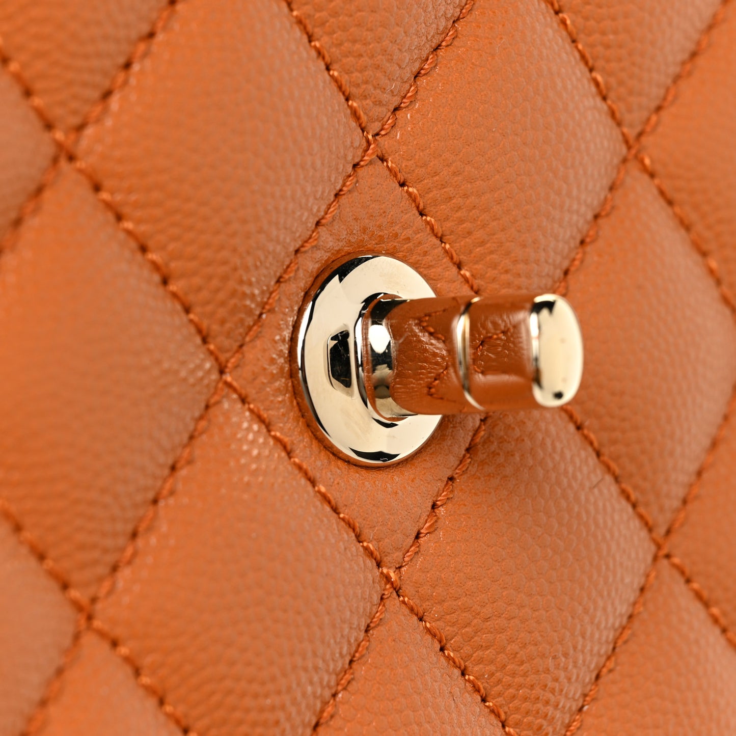 Caviar Quilted Mini Coco Handle Flap Light Brown