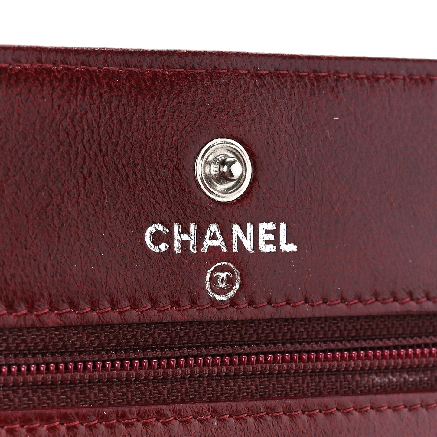 Lambskin Quilted Wallet On Chain WOC Burgundy